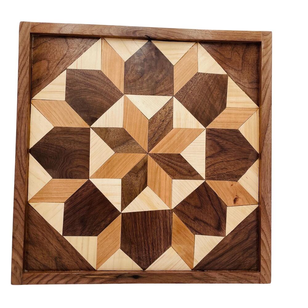 Wood Handcrafted Geometric Pattern Barn Quilt Will Hanging Art Piece